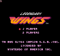 Legendary Wings Title Screen